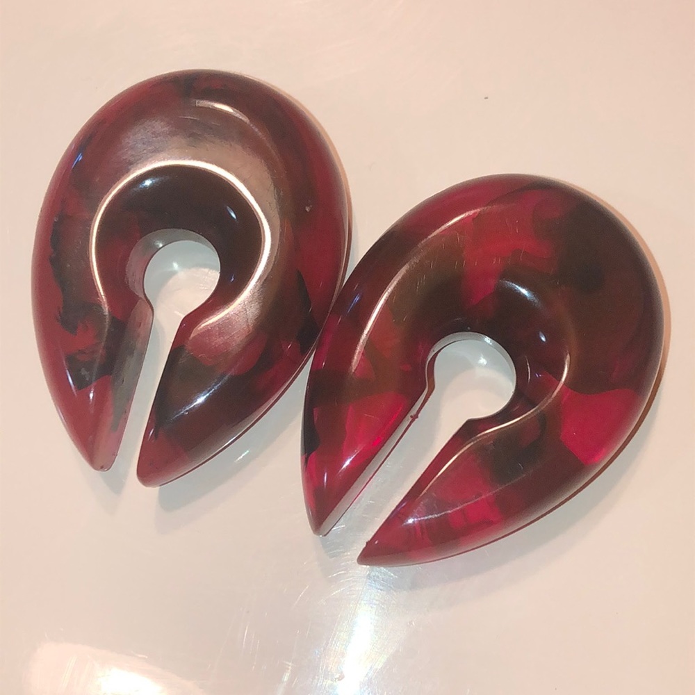 ⭐️16mm 5/8 PLUGS💖CUSTOM PINK/BLACK GAUGES HANGERS - Picture 5 of 5